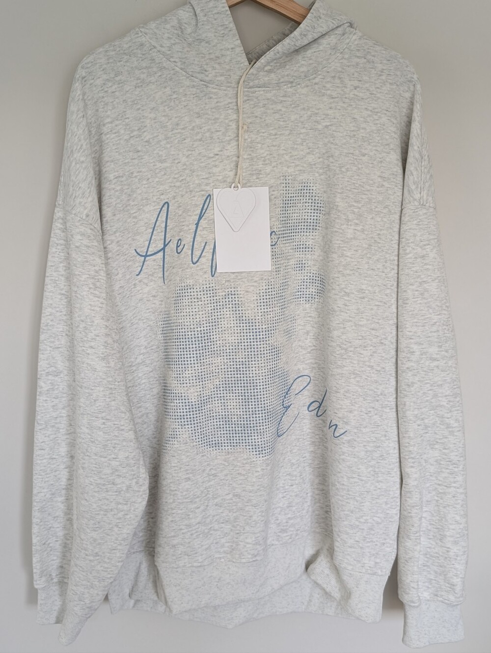 Aelfric Eden Oversized Hoodie Blurring Flower Print Size XL Gray Blue - Picture 2 of 12